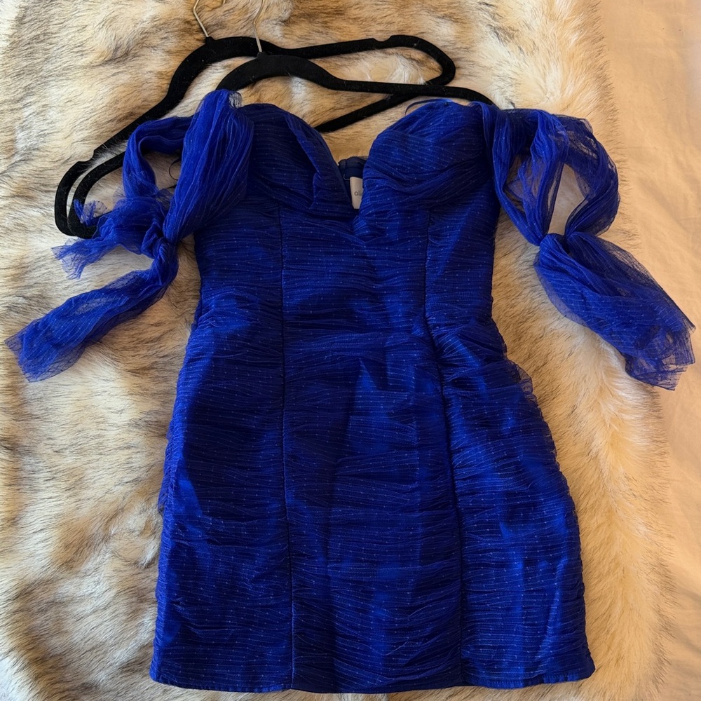 Alice McCall Cobalt Blue Off-Shoulder Mini Dress